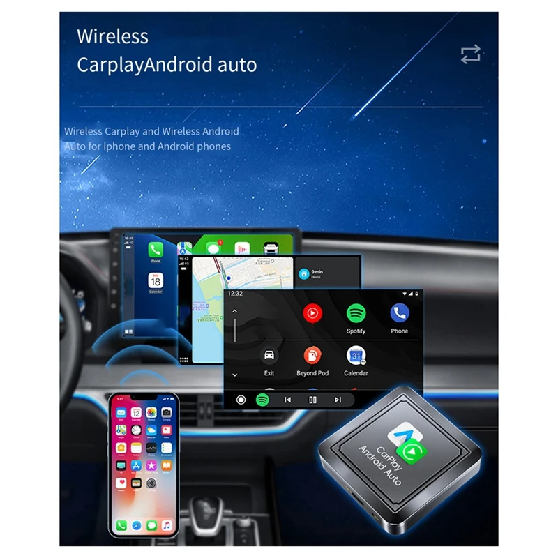 M07K-2 In 1 Wireless Carplay Android Adapter Wireless Adapter Car Adapter Seamlessly Convert Wired Android Auto To Wireless