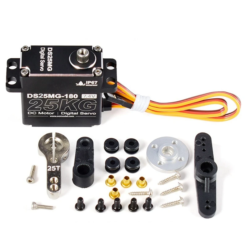 Servo motor digital à prova d'água, 25kg, alto torque, engrenagem de metal, para carro rc, robô, braços mecânicos