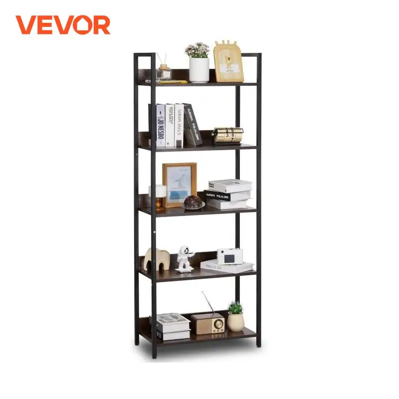 VEVOR رف الكتب المعدني 3-14-Tier طويل القامة رف الكتب الصناعية خمر عرض خزانة الكتب مع أرفف مفتوحة للمكتب المنزلي