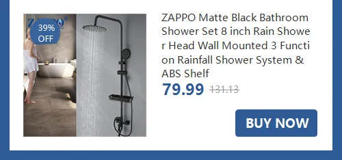 ZAPPO 8~20 Inch Matte Black Ultra-thin Rain Shower Head Bathroom Square Super Slim Rainfall Water Spray for Shower Faucet Use