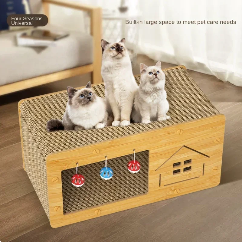 Imagem -06 - Cat Coçar Papel de Placa Resistente ao Desgaste de Sucata Vertical Double Deck Pet Villa Indoor Condomínio para Todas as Estações Personalidade