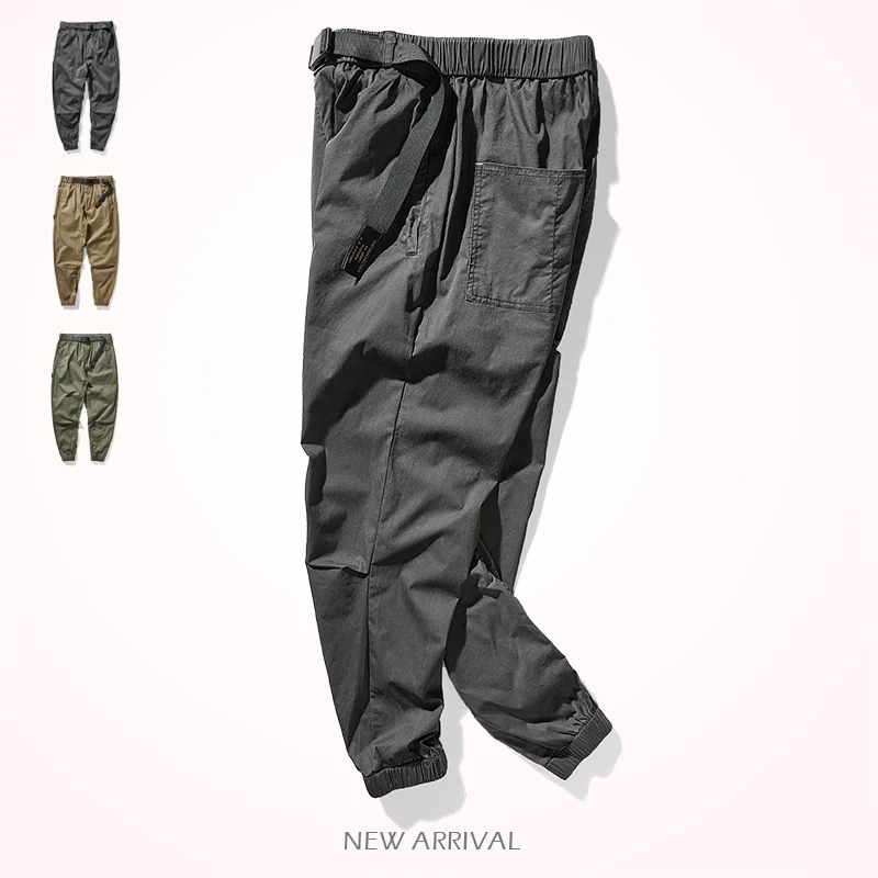 Summer New Japanese Retro Quick-drying Ultra-thin Pants Men's Solid Color Elastic Waist Drawstring Loose Casual Ankle-tied Pants