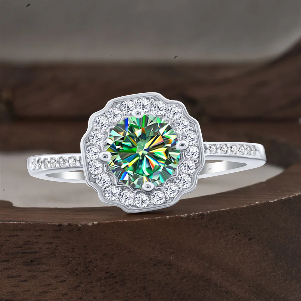 

Кольцо обещания муассанита бриллиантовой огранки 1,0 карата 6,5 мм, открытое регулируемое размер для очаровательной леди, юбилей, свиданий, оптовая продажа, подарок