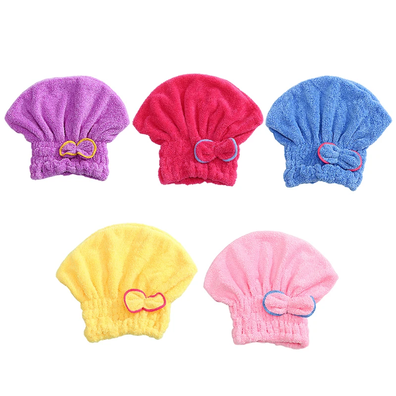 Microfibre Bowknot Wrap Towel Quick Hair Drying Bath Towels Spa Bowknot Wrap Towel Hat Cap for Bath Bathroom Accessories