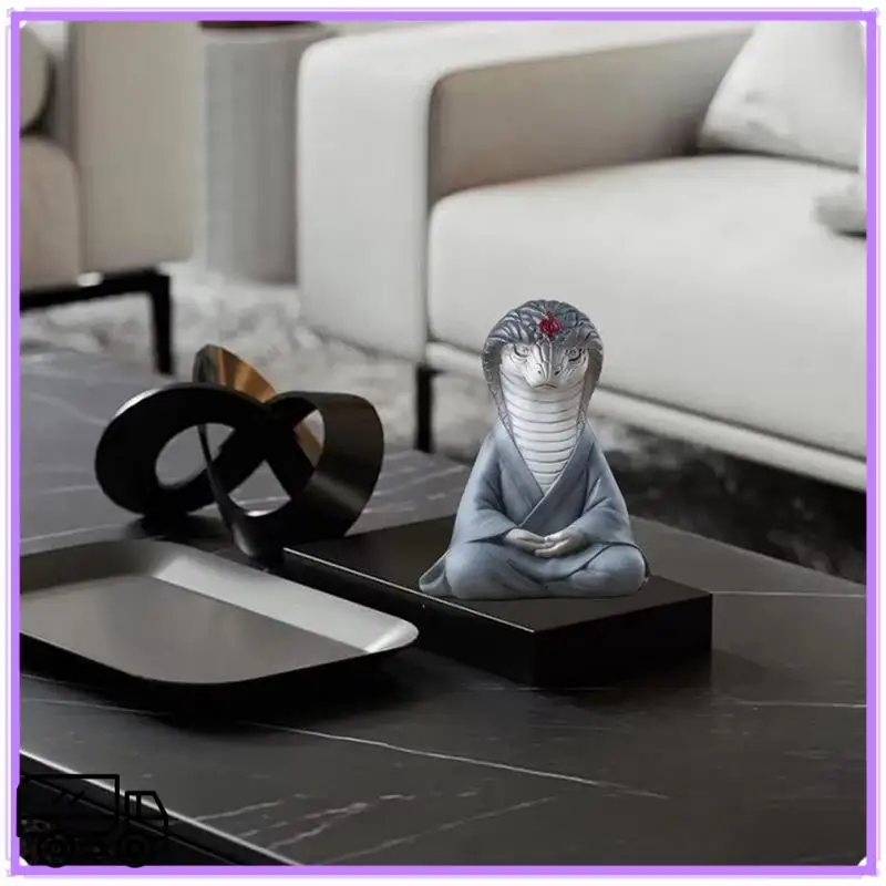 

High Quality 2025 Year Of The Snake Ornament Resin Sitting Meditating Snake Car Figurines Sculpture Succulent Bonsai Decorations