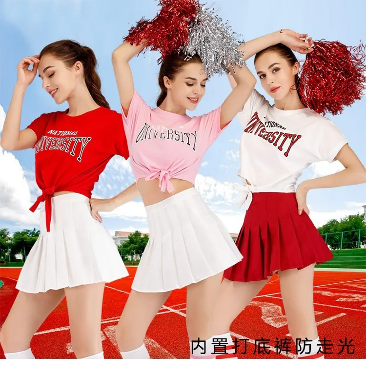 

customized women's adult student cheerleading performance suit group aerobics suit jazz basketball soccer baby belly dance skirt