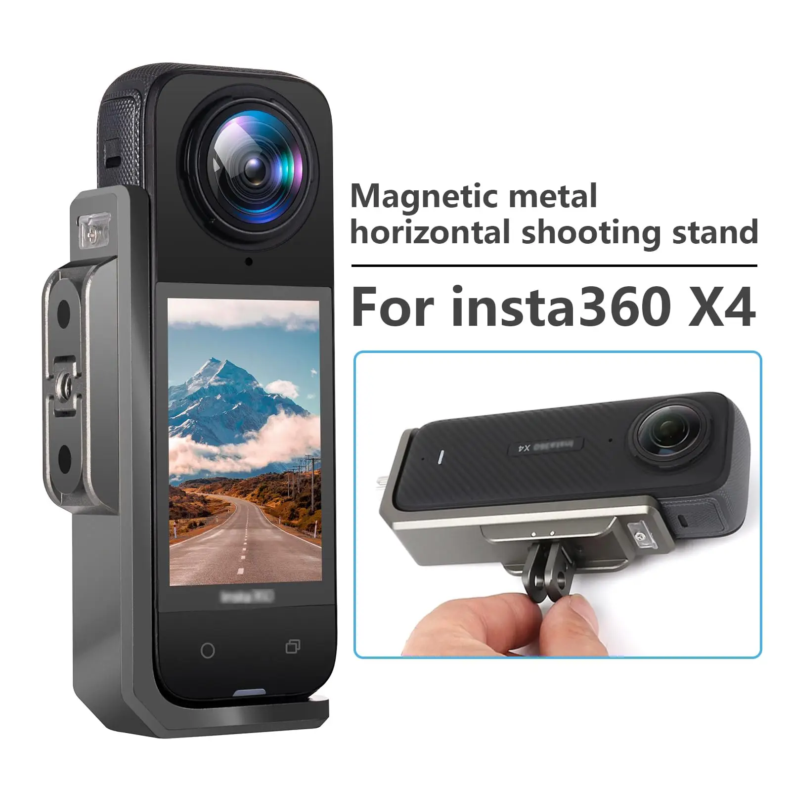 Horizontal Action Mount for Insta360 X4 90 Degree Aluminum Vertical Frame Adapter Elbow Adapter for Insta 360 X4 Accessories