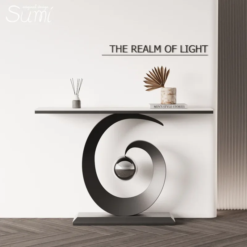 Light luxury simple rock slab entrance table Italian minimalist modern creative home entrance facing the door corridor cabine