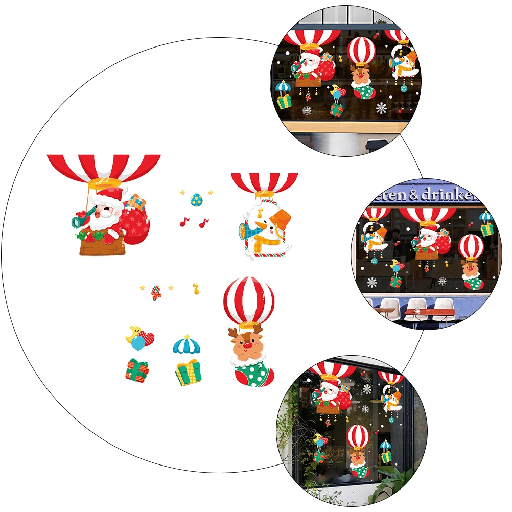

2 Pcs Hot Air Balloon Stickers Christmas Decorations Wall Decals PVC Wallpaper Removable