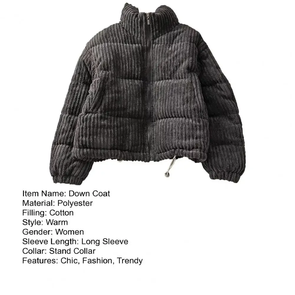 

Sweet Corduroy Parkas Women Winter Loose Casual Thicken Button Patchwork Puffy Coats Korean Fashion Fur Collar Female Outwear