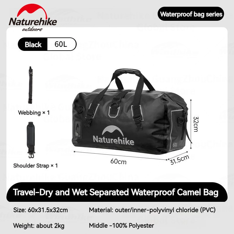Naturehike IPX6 Wasserdichte Tasche 40L 60L 90L Motorrad Schwanz Tasche Outdoor Camping Reise Gepäck Träger Tragbare Stamm Lagerung PVC 4