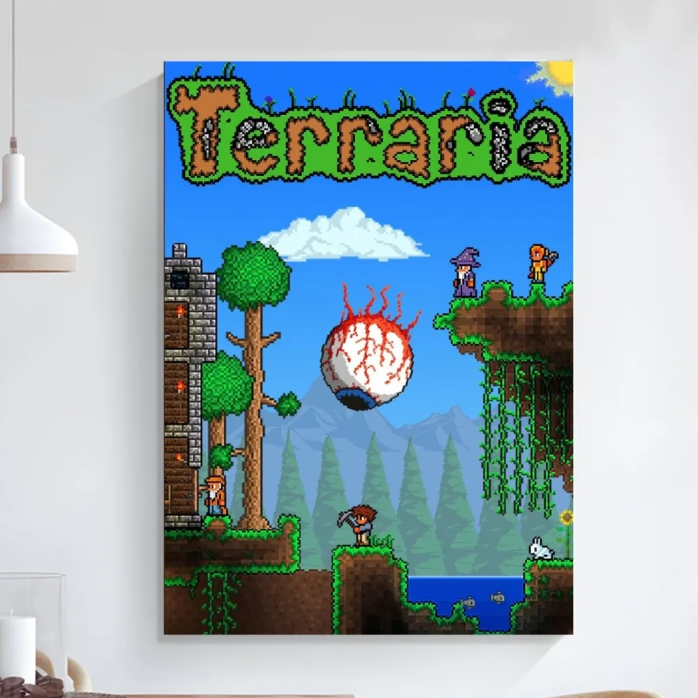 Game T-Terraria Poster Art Self-adhesive Art Small Poster HD Quality Poster Wall Art Painting Study Wall Decoration