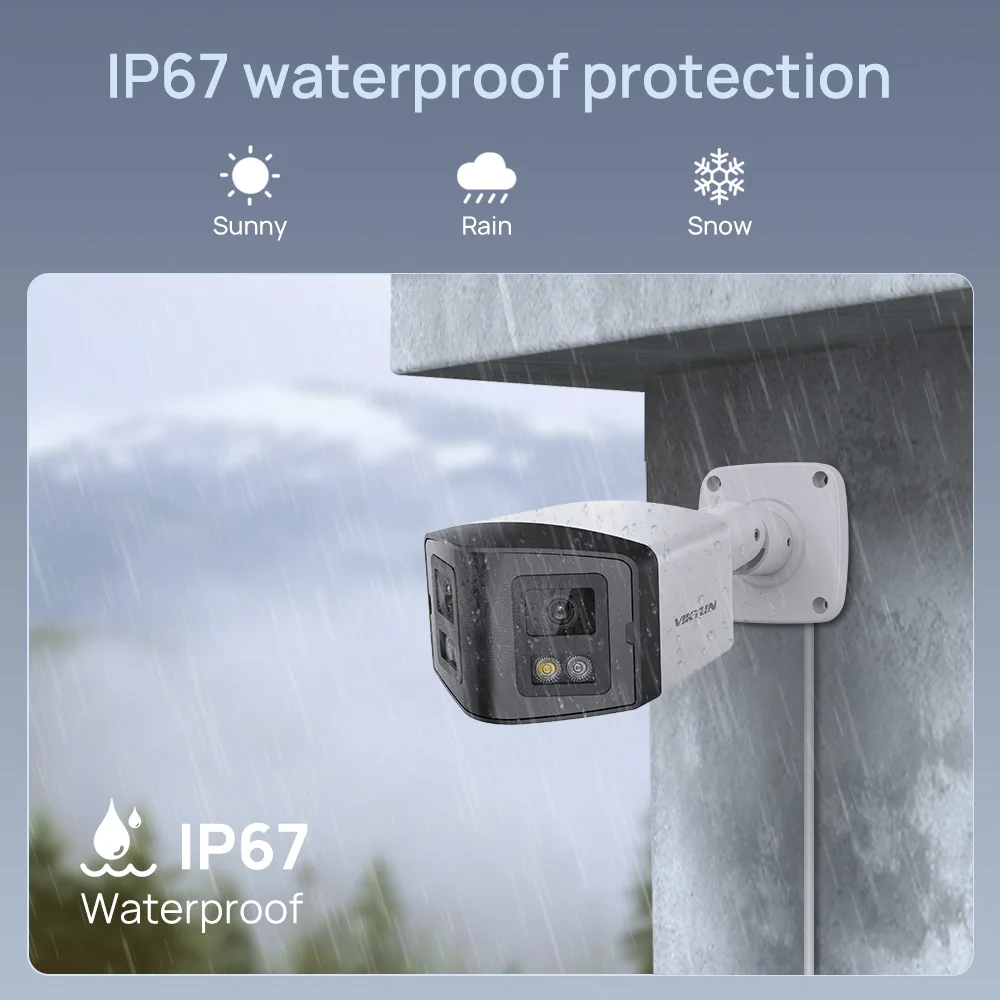 VIKYLIN Hikvision Compatibile Panoramica 4/8MP Telecamera IP a Doppia Lente Luce Ibrida CCTV Sicurezza Domestica Video Sorveglianza Esterna POE
