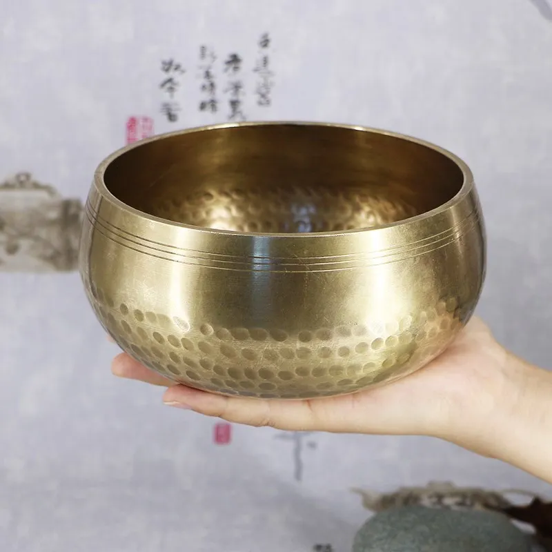 New Arrival Tibetan Buddhism Bowl Meditation Hammered Alms  Yoga Copper Sound Therapy Chakra Singing Bowl Religious Supplies