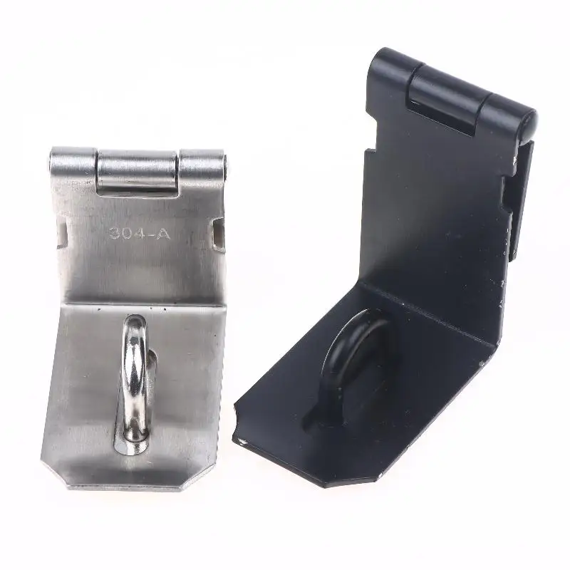 Black/Silver Stainless Steel Padlock Clasp Gate Hasp Staple Door 90 Degrees Latches Lock Shed Latch Household Hardware
