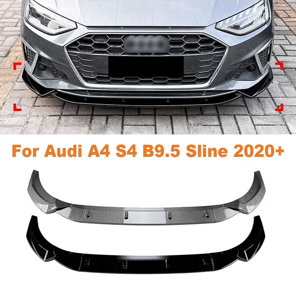 Car Front Bumper Lip Body Kit For Audi A4 S4 B9.5 Sline 2020+ Spoiler Splitter Bumper Canard Lip Splitter Accessories