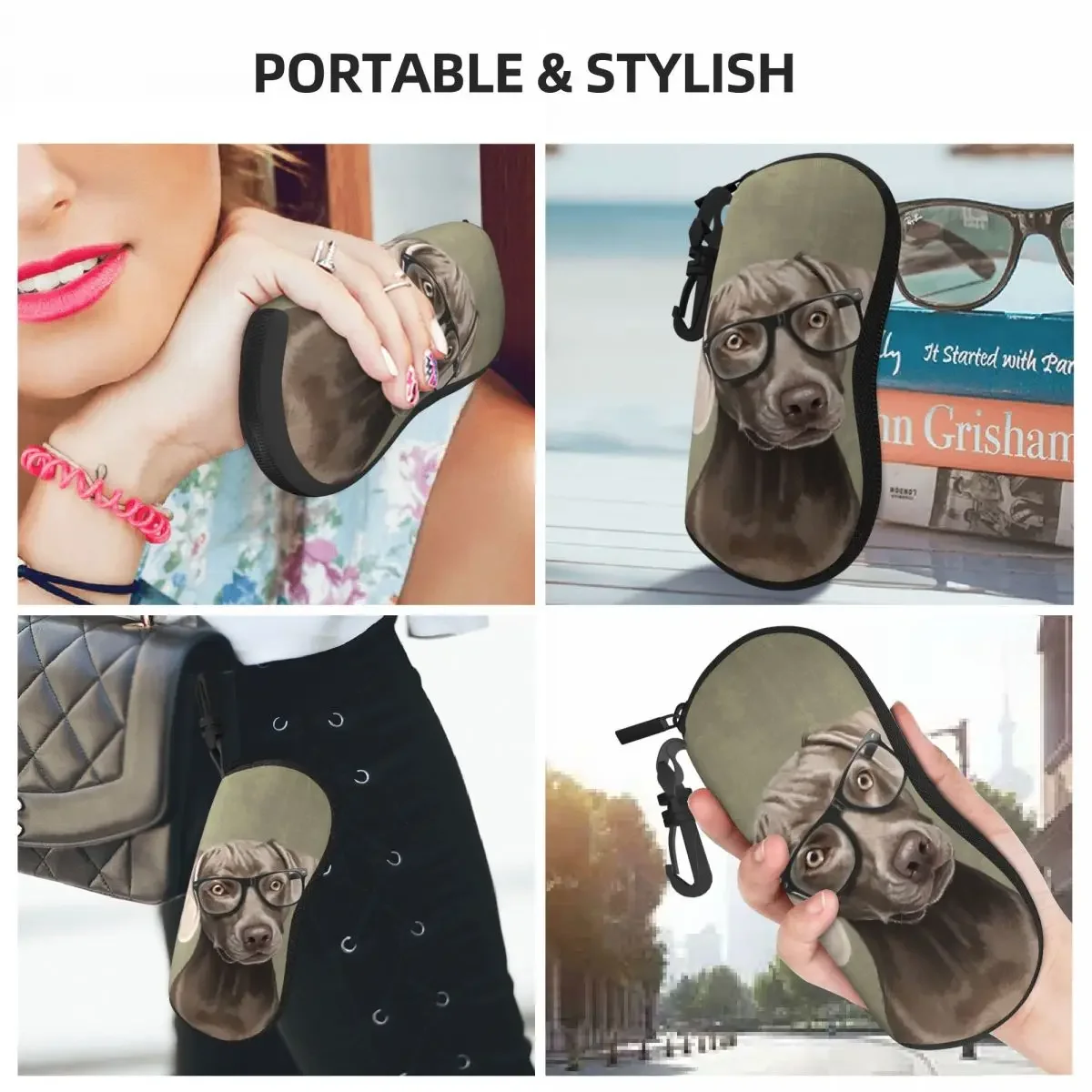 Mr Weimaraner-Óculos para óculos para homens e mulheres, Soft Protector Zipper, Sunglasses Box, Custom Pouch