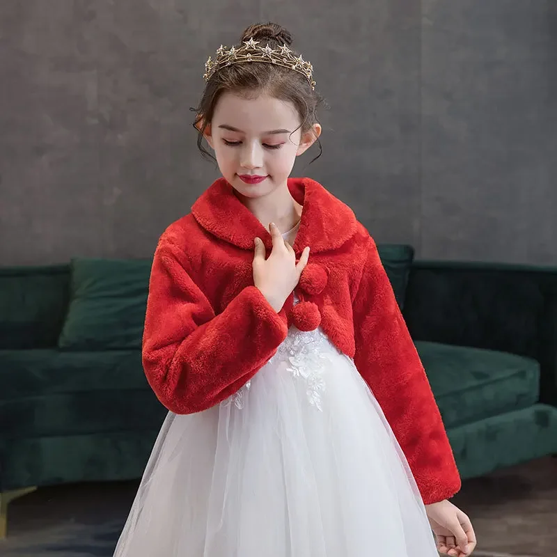 Baby Girl Coats Without Dress Kids Faux Fur Warm Short Jacket for Wedding Party Formal Girls Bolero Toddler Girl cape Outwear