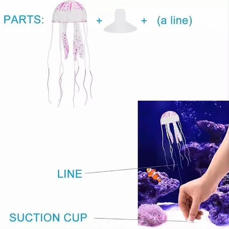 Artificial Swim Luminous Jellyfish Aquarium Decoration Fish Tank Underwater Live Plant Luminous Ornament Aquatic Landscape