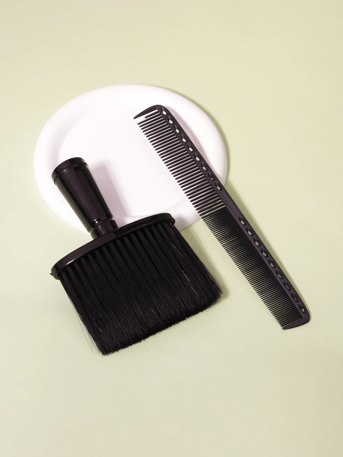 2PCS/Set Barber Set, Neck Dust Removal Brush, Carbon Fiber Salon Hair Comb, Professional Salon, Barber Tools