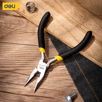 DeLi 5 Inches Mini Long Nose Pliers Universal Wire Cutter Multifunctional Hardware Electrician Hand Tools Pliers for DIY Jewelry