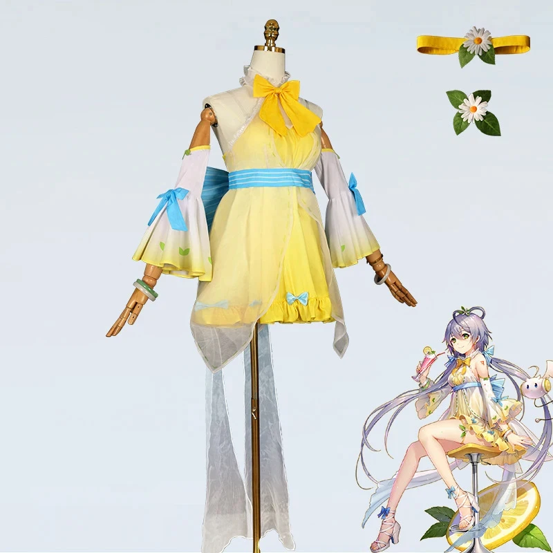 

s;3'c\5/b'Luo Tianyi Cosplay Costume Lemon Dresses,Anime Virtual Singer Role Paly Uniform,Halloween Carnival Party Dre3'f,6\b;8/