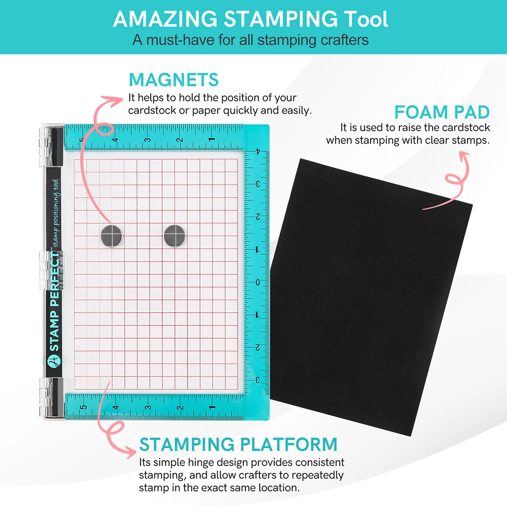 7*9inch/10*10inch Stamp Positioning Tool Hinged Stamping Platform for DIY Scrapbooking Clear Stamps Card Making Stamp Positioner