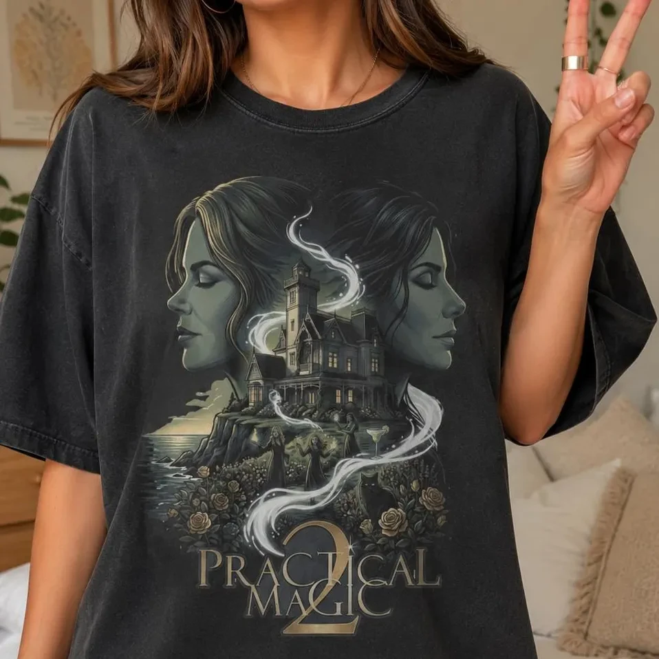 The Owens Sisters Practical Magic Movie Poster T-Shirt — Witches, Candles & Vintage, Witchy Halloween, Spooky Season Gift