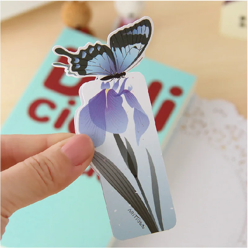 1 Set Bookmark Butterfly Style Teacher\'s Gift Book Marker Stationery Gift Realistic Cute Kawaii Cartoon 3d Bookmark