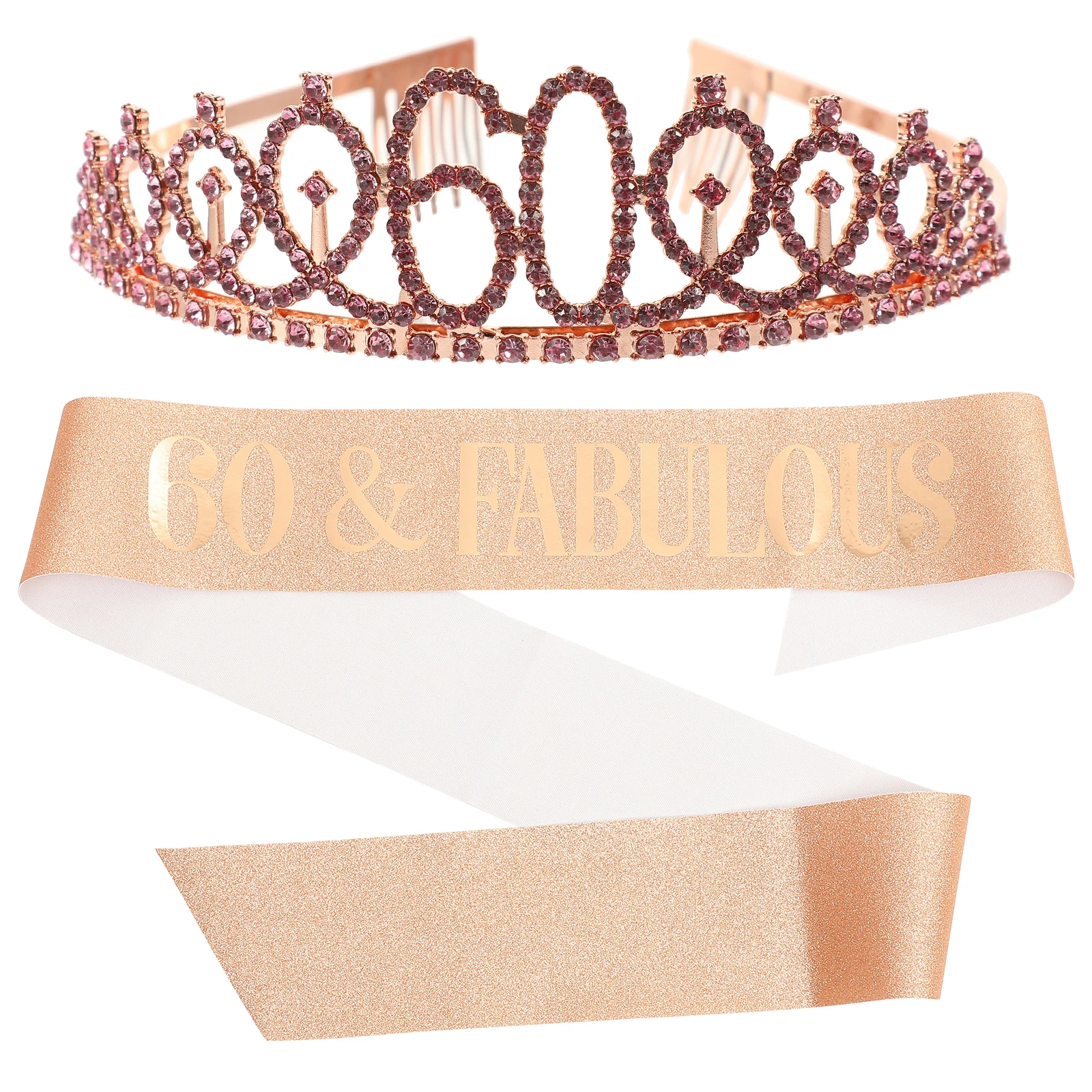 

1 set Gold Dust Crown Decoration Women Birthday Party Tiaras Reusable Happy 60Th Birthday Cupcake Topper 60th Sash