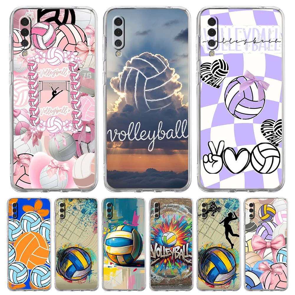 Volleyball Painted Soft TPU Cover for Samsung Galaxy A13 A15 A21S A22 A23 A25 A31 A32 A33 A35 A55 A17 5G Transparent Phone Case