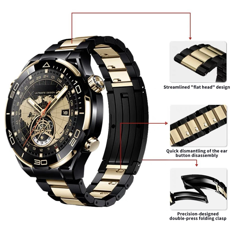 Luxury Titanium Strap Band for Huawei Ultimate GT2/3 Pro 22mm Universal Metal Strap for Samsung Galaxy Watch 46mm 3 45mm Gear S3