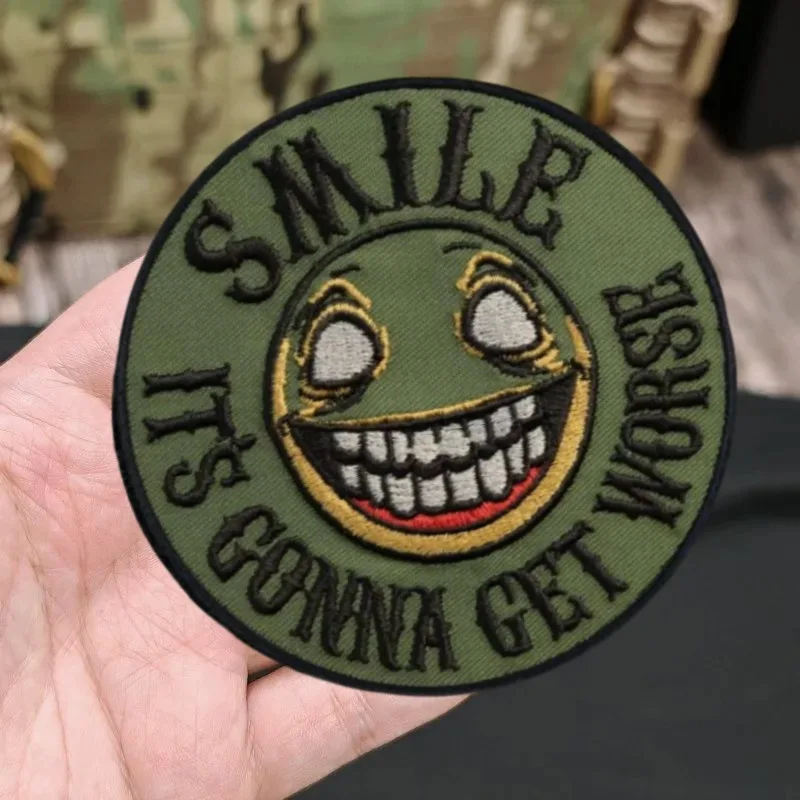 Smile! It is Gonna get Worse Embroidered Morale Patches Funny Hook&Loop Patch Military Badge Armband Tactical Backpack Stickers