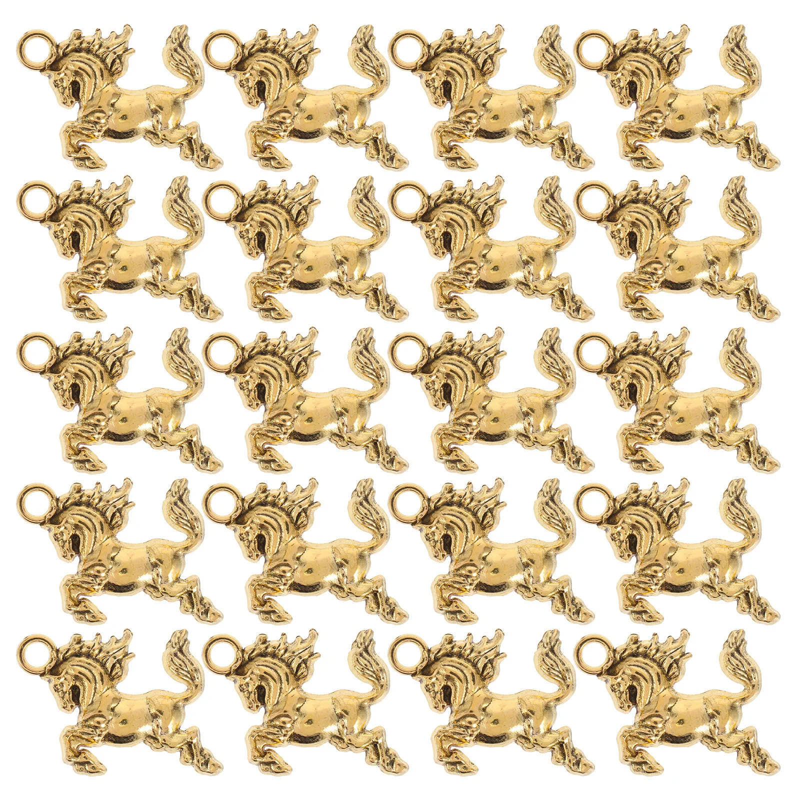 

60pcs Horse Pendant Charms 2026 Year Of The Horse Golden Jumping Design Good Luck Charm For Jewelry Making Crafting Supplies