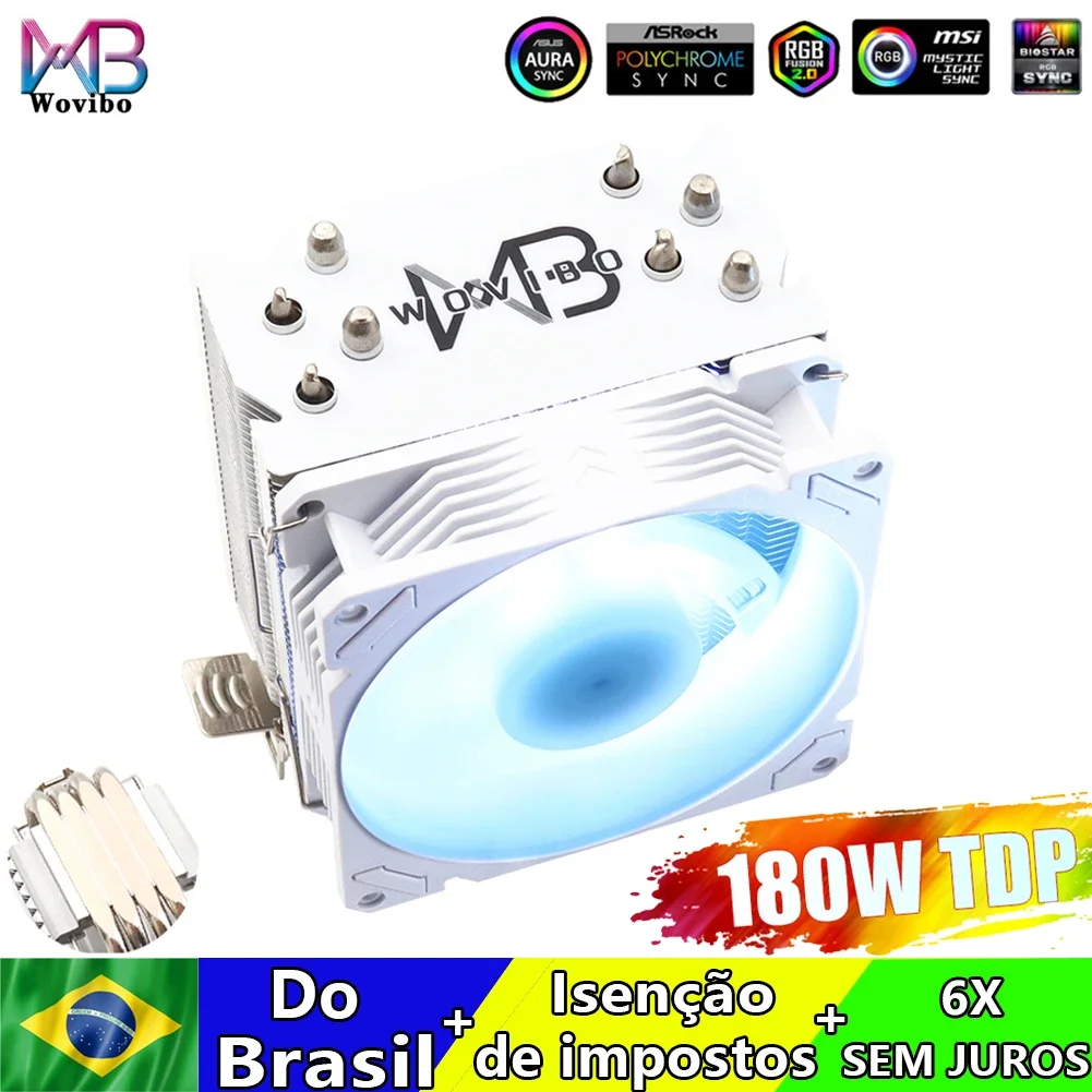 Wovibo 4 Tubo De Calor Cpu Cooler Ventilador Pwm 4Pin Argb Rgb Intel 115x1200 1700 2011 X79 X99 Amd Am4 Am5 Radiador