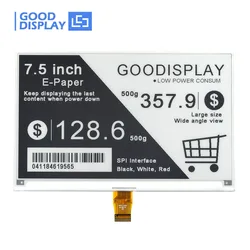 GooDisplay 7.5inch E Paper Screen Module 4-Grayscale E-Ink Display HAT 0.34s Refresh SPI Interface, GDEY075T7