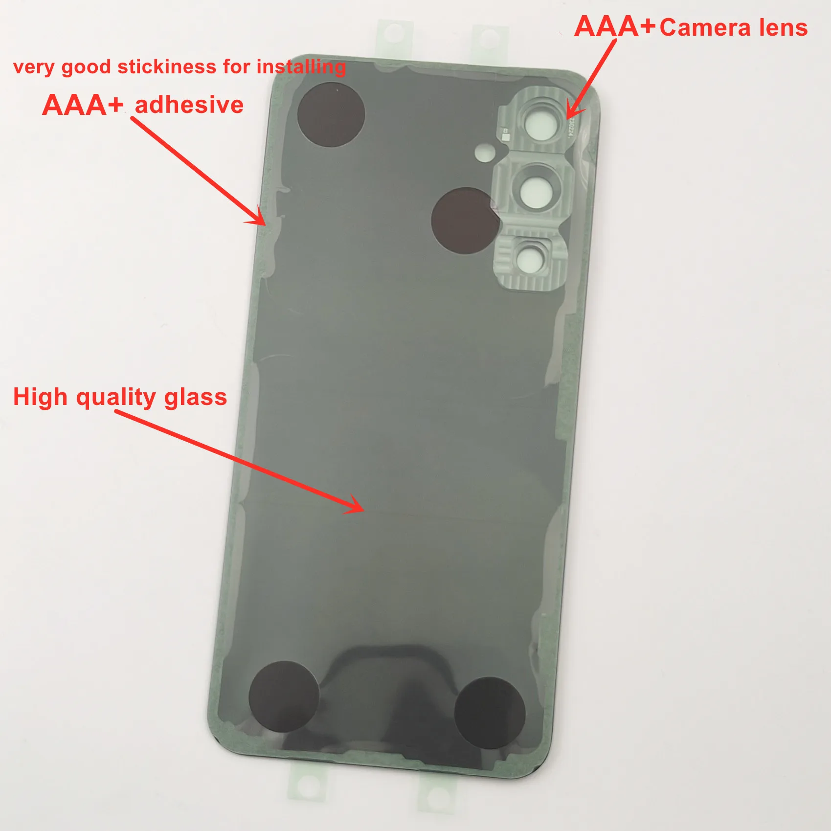 For Samsung Galaxy A54 Glossy Glass Battery Cover Hard Back Lid Rear Door Housing Case + Camera Lens Adhesive Sticker