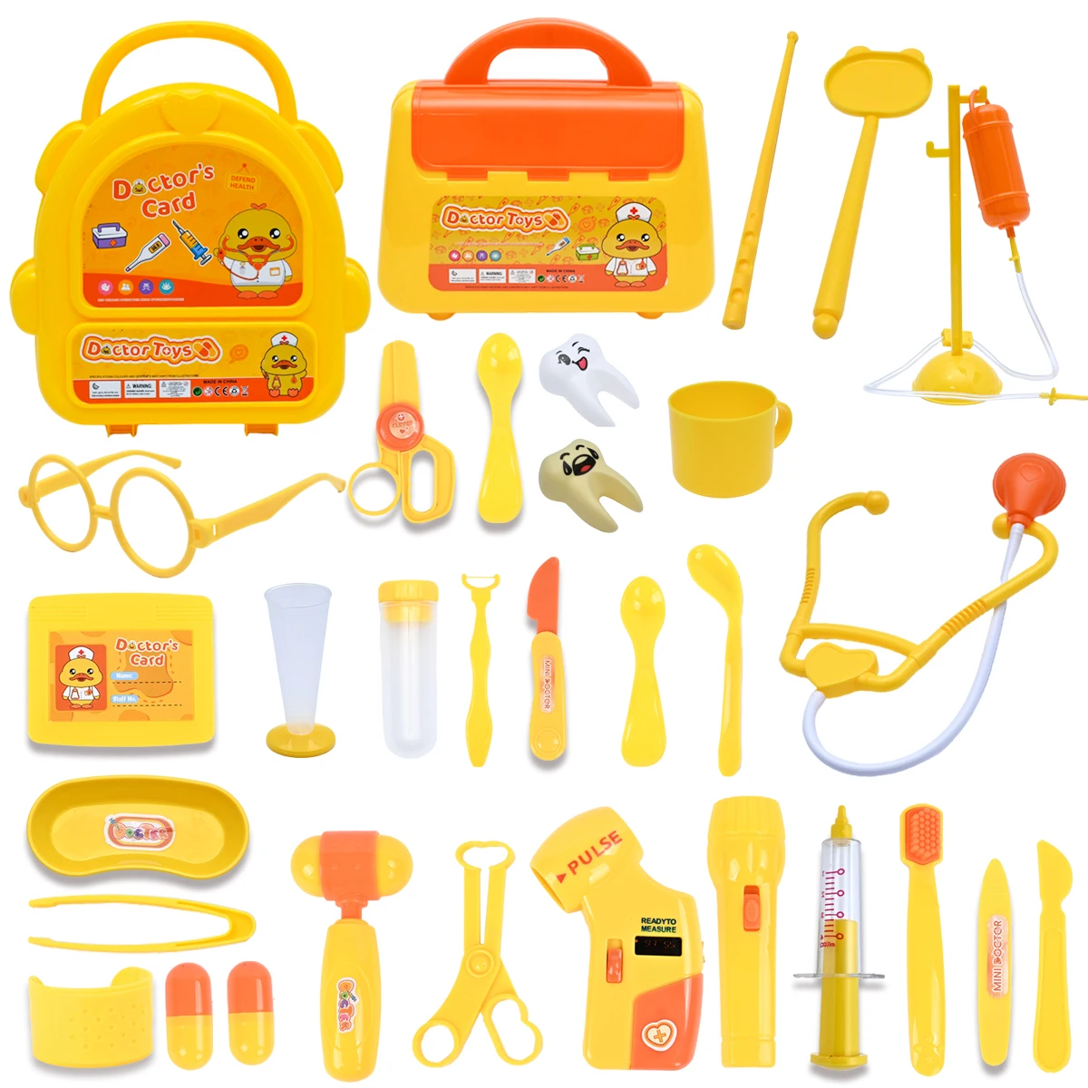 

Children'S Yellow Little Doctor Playing House Set, Male And Female Stethoscope Medical Kit, Simulated Nurse Playing Syringe Toy