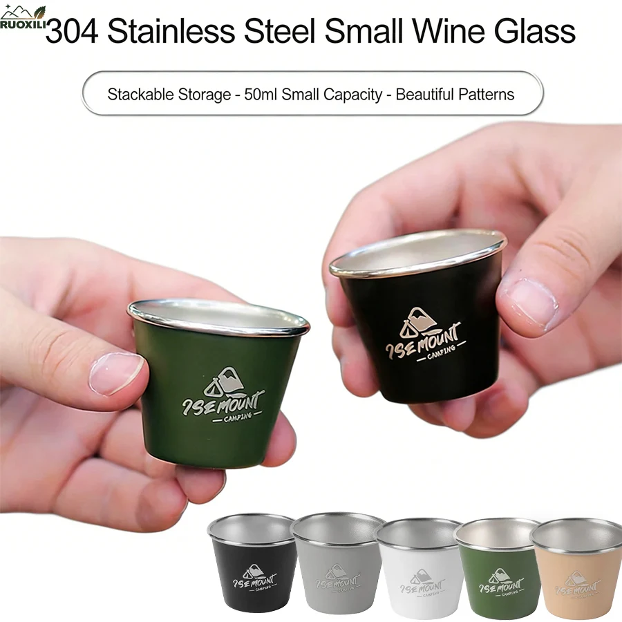4Pcs Stackable Stainless Steel Cup Set, Portable Metal Shot Glasses for Tea Coffee Milk, Camping Travel Home Drinkware