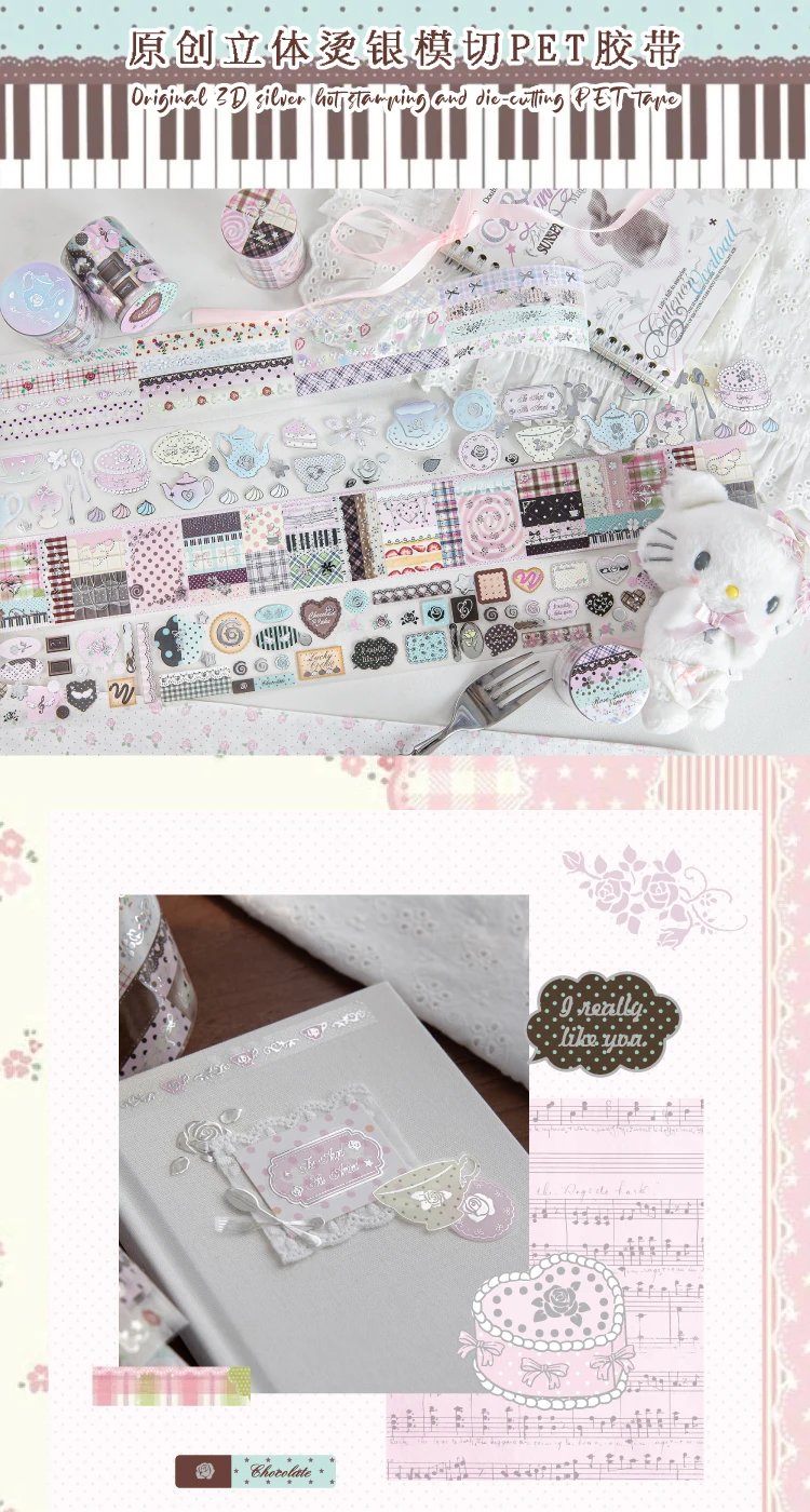 50mm X 2m PET Niedliches Stanzband für DIY Scrapbooking Planer Tagebuch Ästhetisches Masking Tape Schreibwaren Bürobedarf – Detail 3