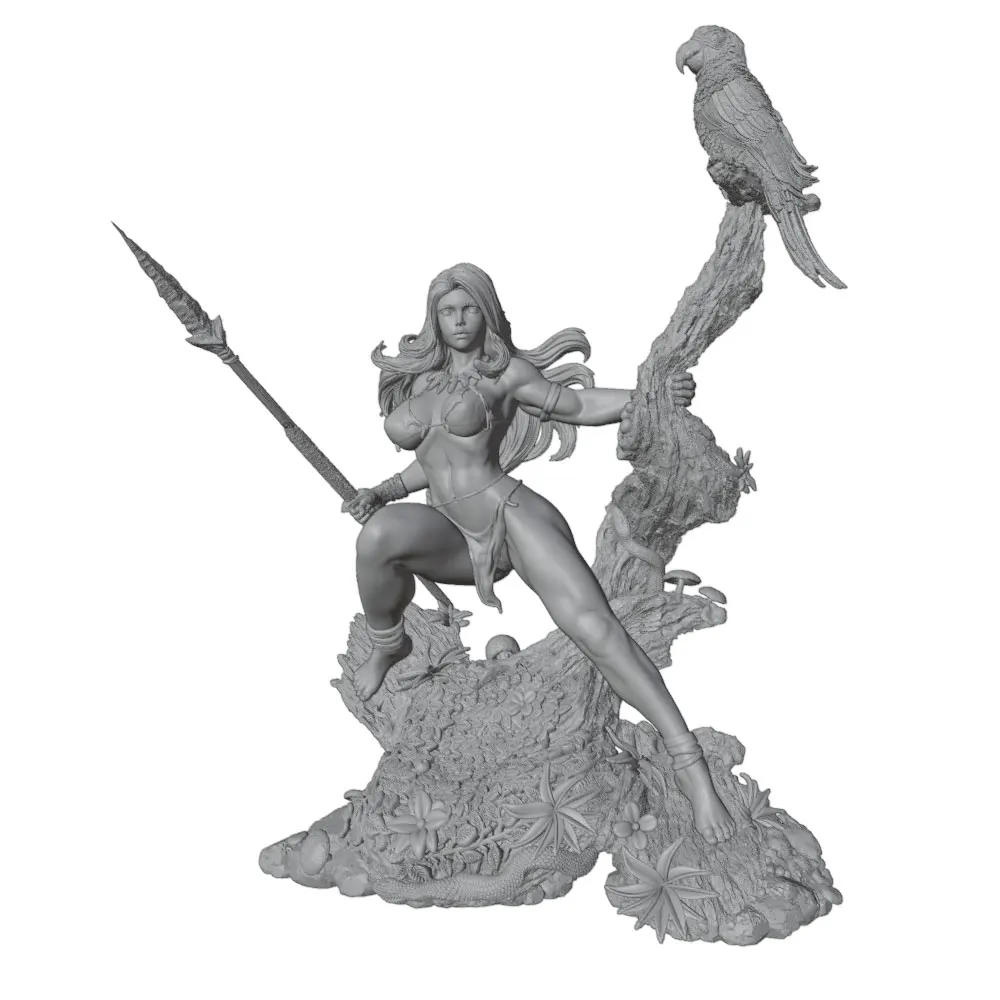 Miniatura guerrera femenina de resina – Figura GK 75/100/120mm – DIY sin montar - imagen 2