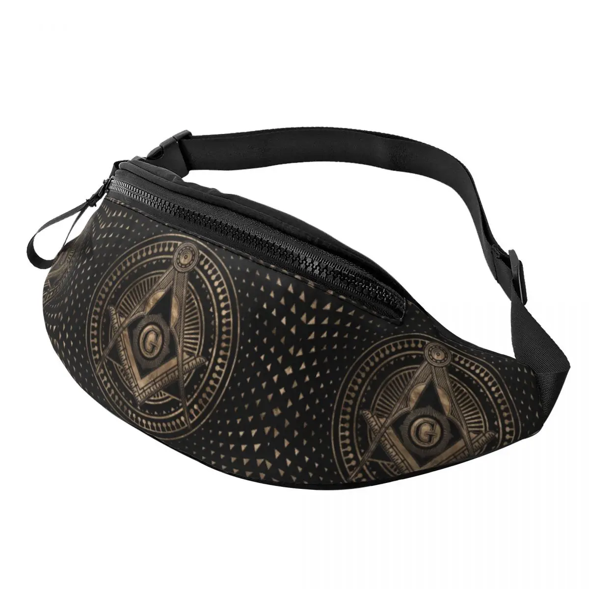 

Masonic Freemasonry Fanny Pack Men Women Custom Freemason Mason Crossbody Waist Bag for Traveling Phone Money Pouch