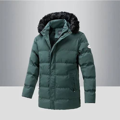 남성용 한국 롱 파카 재킷, 캐주얼 루즈, 두껍고 따뜻한 양털, 모피 칼라 코트, 야외 방풍 후드 아웃웨어, 겨울