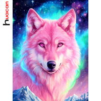 Huacan Wolf Animal Aurora Diamond Painting DIY Embroidery Full Square Round Diamond Mosaic New Art Rhinestone Pictures