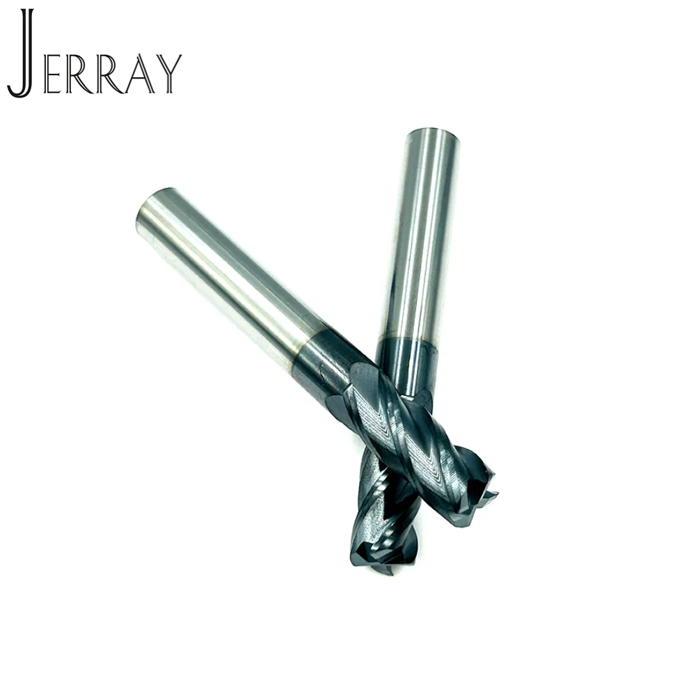 Tungstênio Carbide Flat End Moinho com Raio de Canto, CNC R Bull Nose Milling Cutter, Metal Router Bits para Madeira e Aço, 4 Flautas, HRC45