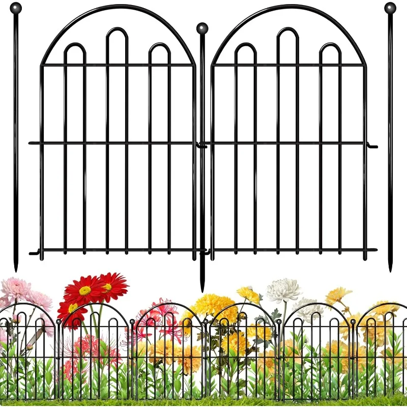 26 Pack Decorative Garden Fence, 26in X28ft Arched No Dig Animal Barrier Fence for Dog Rabbit, Rustproof Metal Ground Stake