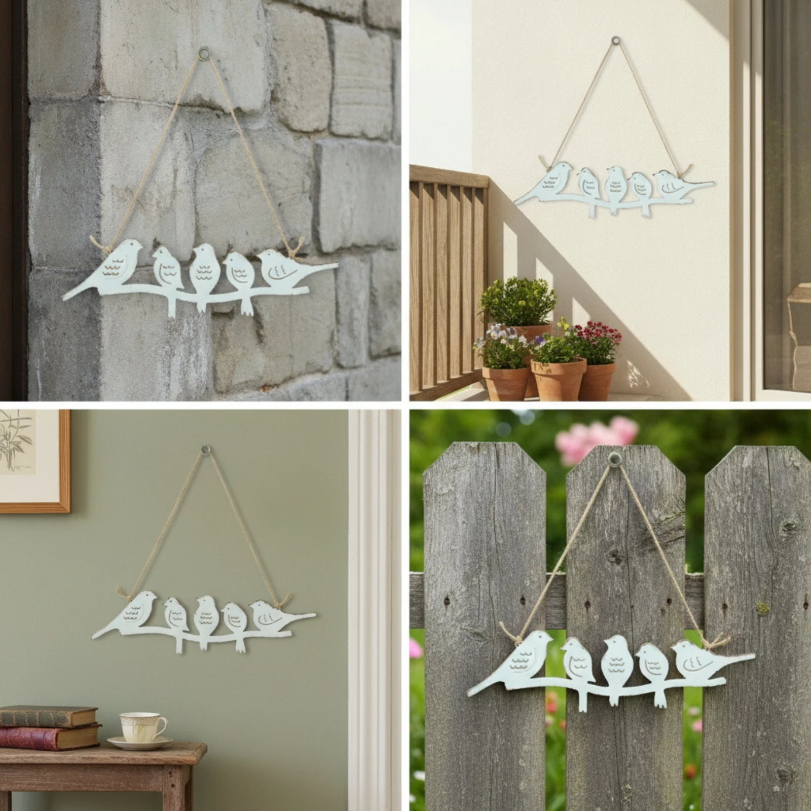Metal Bird Wall Art Easy to Hang Metal Bird with Branch Birds on Branch Wall Art Simple Rust-Resistant for Garden, Patio