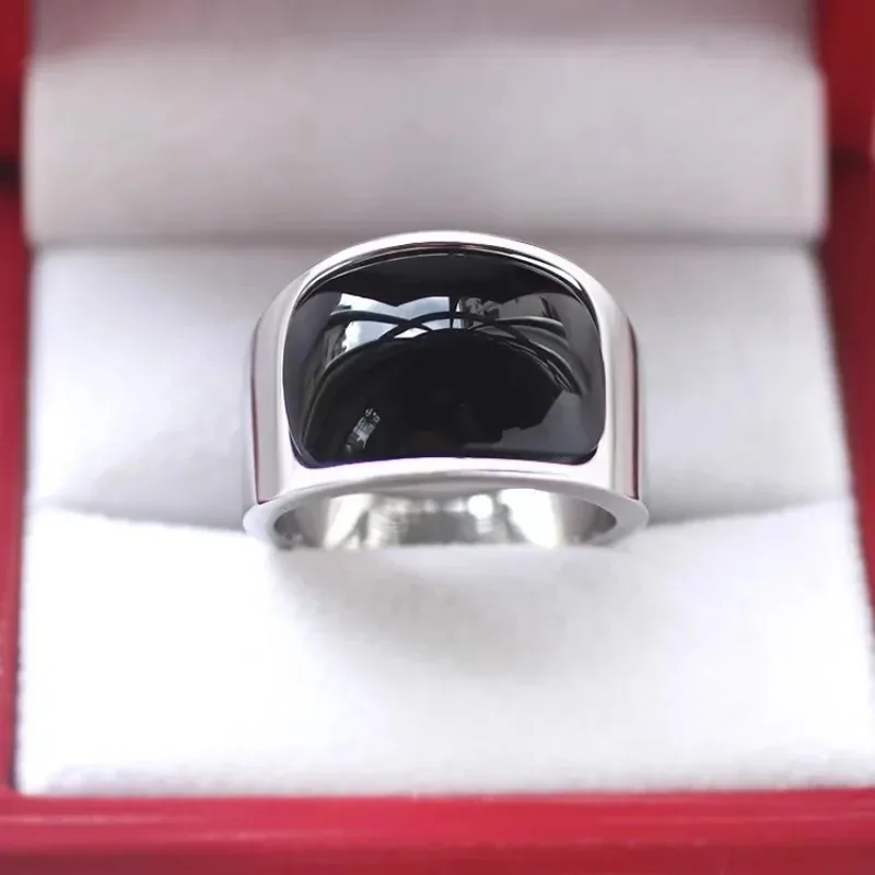 Simple Korean Style Rings for Men Women Black Cat Eye Stone Fashion Stainless Steel Wedding Band Jewelry Accessories Wholesale