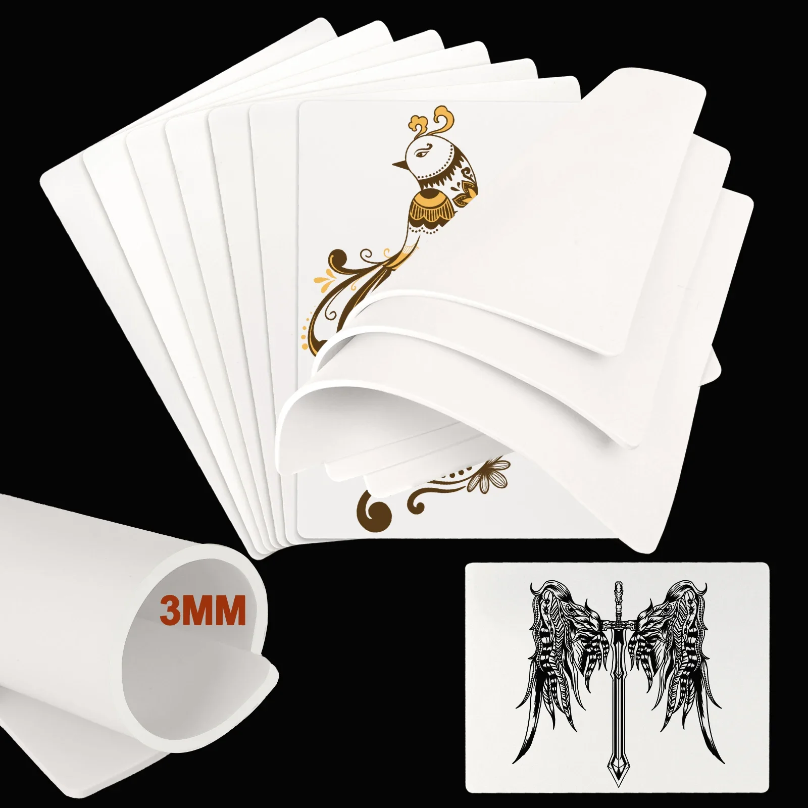 

15/10/5/3/1 шт. Белая силиконовая кожа для тату-тренировок, 3 мм, двусторонняя, для микроблейдинга бровей и перманентного макияжа