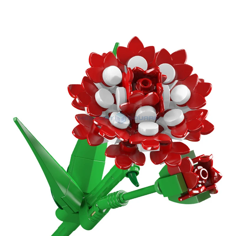 Carnation Model Building Blocks Botanical Collection Series Flower World MOC 24010 DIY Ideas Plant Bouquet Bricks Toy Gift Kids